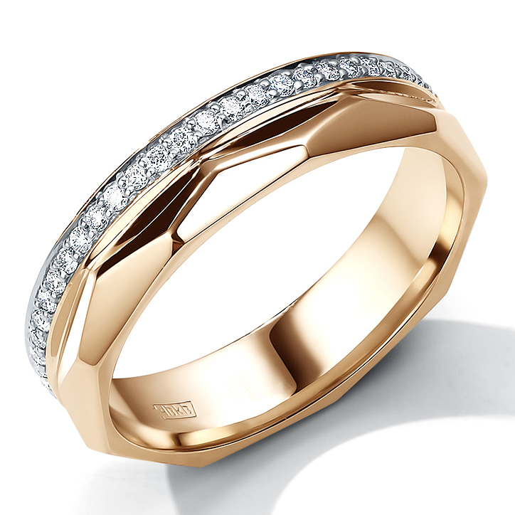 Кольцо обручальное, золото, бриллиант, 6-31-0078-101